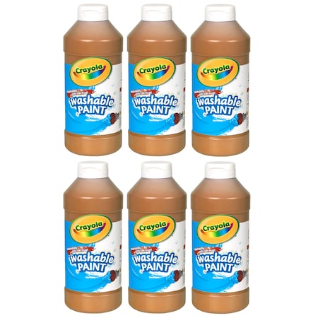 Crayola Washable Paint, Brown, 16 oz. Bottles, PK6 5420167007